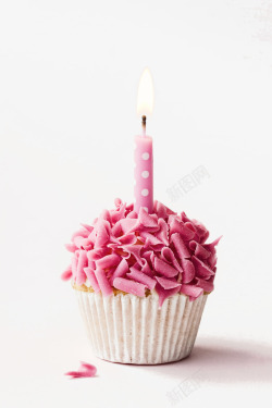 小蛋糕蛋挞粉色蜡烛素材