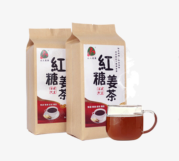 袋装红糖姜茶png免抠素材_88icon https://88icon.com 产品实物 姜茶 杯子 糖 红色