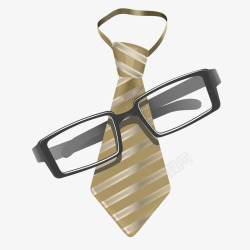 金色商务领带黑色眼镜素材