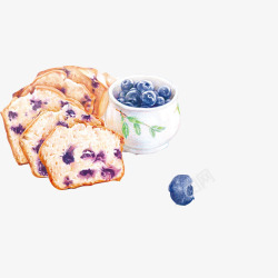 蓝莓面包片手绘画片素材
