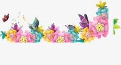 温馨彩色卡通花纹花朵蝴蝶素材