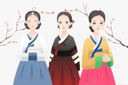 身穿韩国传统服饰的妇女素材