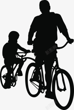 两父子骑单车温馨画面素材