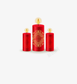 三只点燃的红色节日蜡烛素材