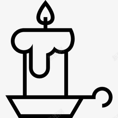 燃烧的蜡烛在烛台上的轮廓图标图标