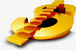 金色创意人民币阶梯图案元素素材