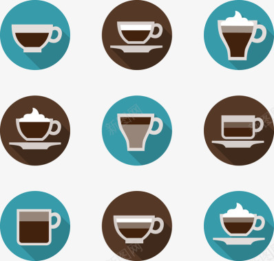 手绘咖啡种类图标图标