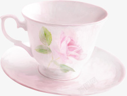 花叶装饰粉色装饰杯具素材