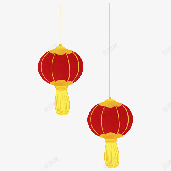 红色灯笼png免抠素材_88icon https://88icon.com 两个灯笼 中国红 喜气洋洋 春节 阖家欢乐 黄色