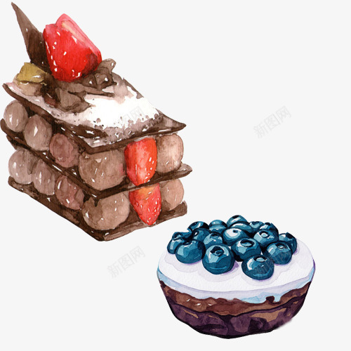 蓝莓奶油蛋糕手绘画片png免抠素材_88icon https://88icon.com 奶油 手绘美食 水果味 蛋糕 面包