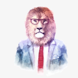 手绘水彩彩绘动物狮子服装矢量图素材
