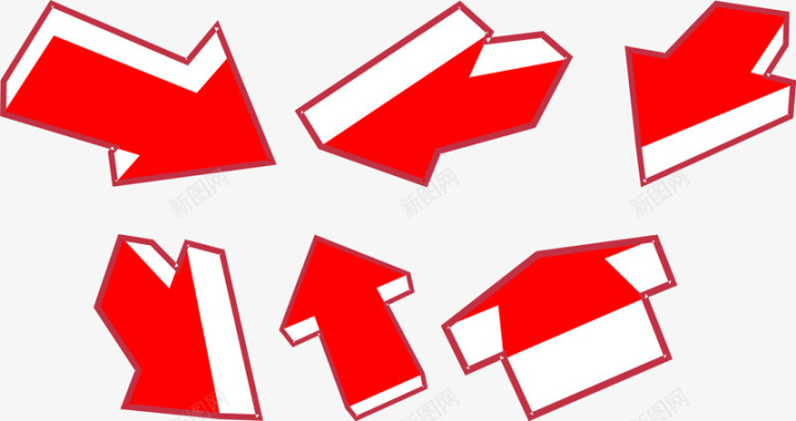立体素材立体红色箭头图标图标