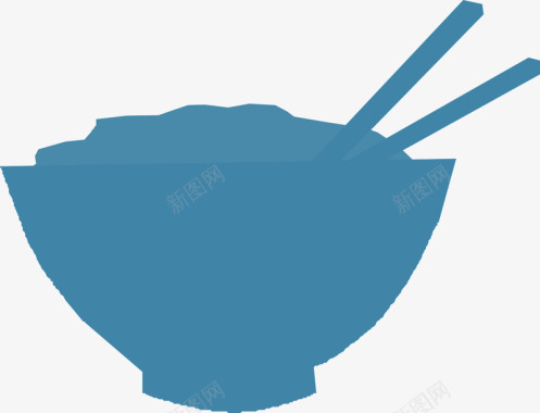 中国传统筷子手绘一碗米饭图标图标