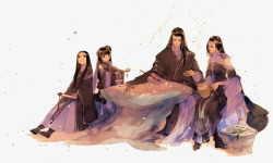 紫色一家团圆高清图片