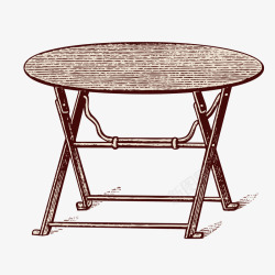手绘木质圆桌折叠桌素材