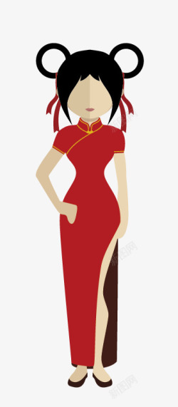 中国元素旗袍服饰人物矢量图素材