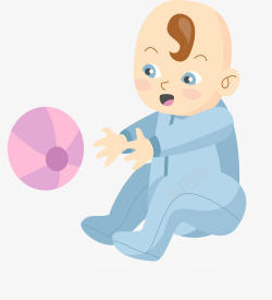 宝贝玩球可爱卡通婴儿矢量图素材