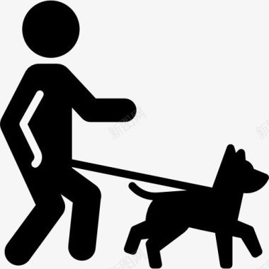 彩绘宠物遛狗图标图标