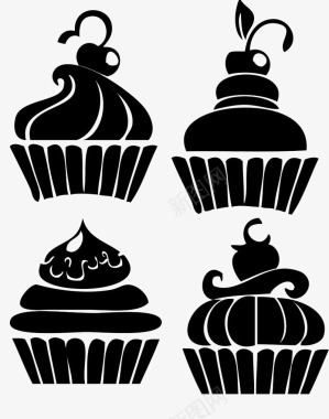 圆形蛋糕黑色简笔蛋糕图标图标