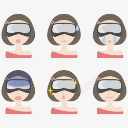 女人与虚拟现实眼镜矢量图素材