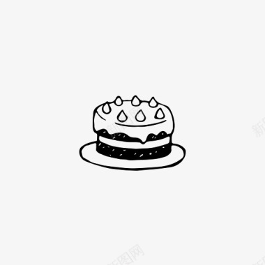 六个蛋糕手绘黑色简笔蛋糕图标图标