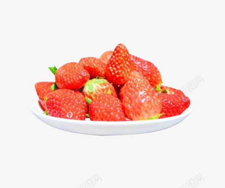 一碟红草莓采摘图标图标