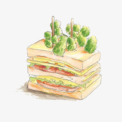 三明治食物创意绘画片素材