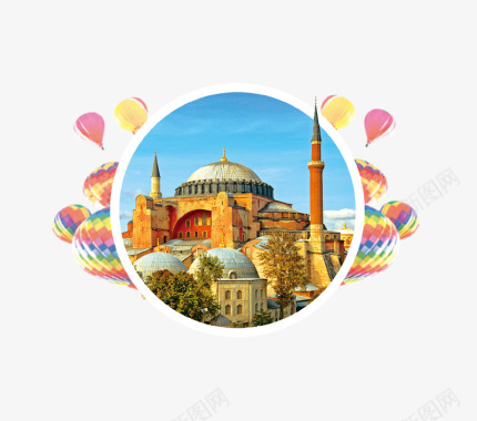 浪漫清新土耳其旅游图标图标