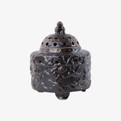 日式禅道陶瓷香炉粗陶釉面镂空素材