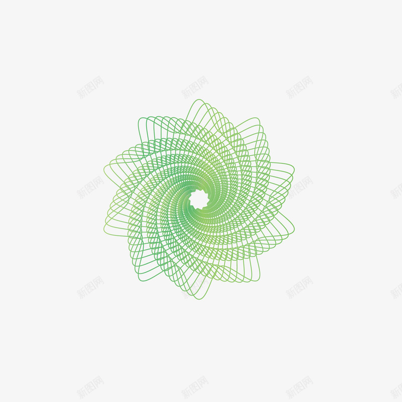 绿色网状花朵png免抠素材_88icon https://88icon.com 不规则 描边 线型花纹 线条 绿色