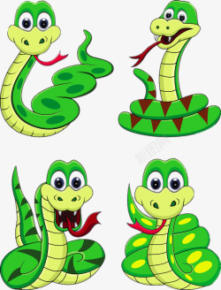 卡通绿色小蛇素材