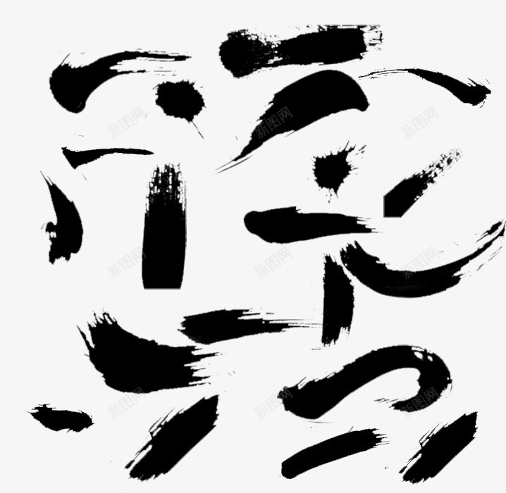 毛笔笔触png免抠素材_88icon https://88icon.com 捺 撇 横折弯钩 横折折钩 毛笔 毛笔笔触 点 竖折弯钩 笔触 艺术字 黑色