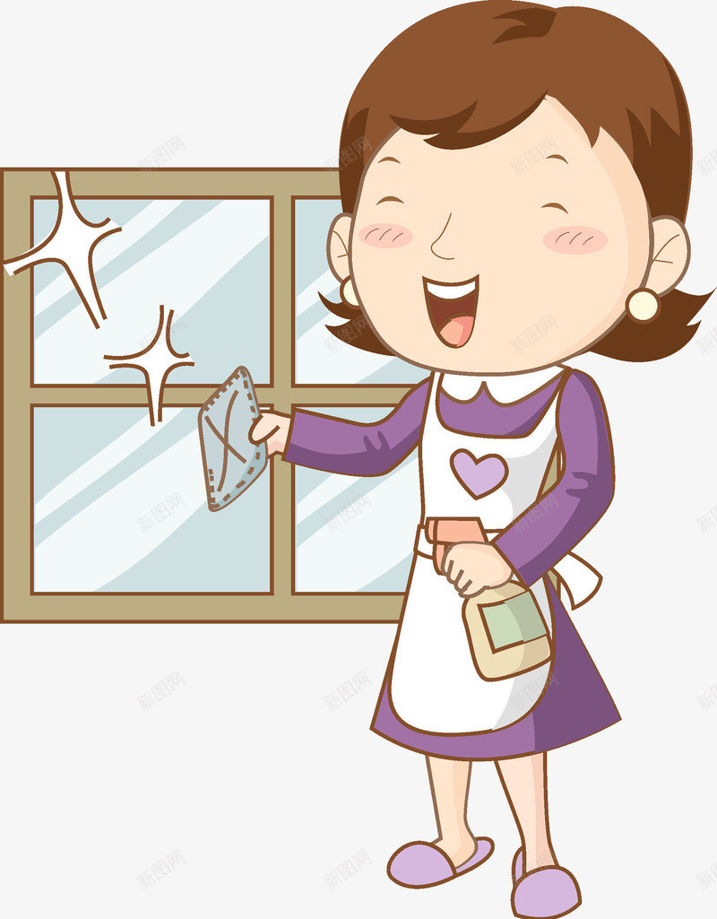 擦玻璃的女人png免抠素材_88icon https://88icon.com 做家务 卡通手绘 女人 女士 微笑 擦玻璃 水彩 窗户