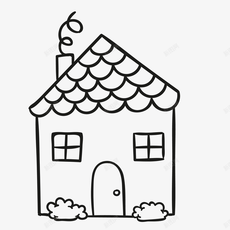 简约小房屋png免抠素材_88icon https://88icon.com PNG图形 建筑物 房子 房屋 线条 装饰 黑色