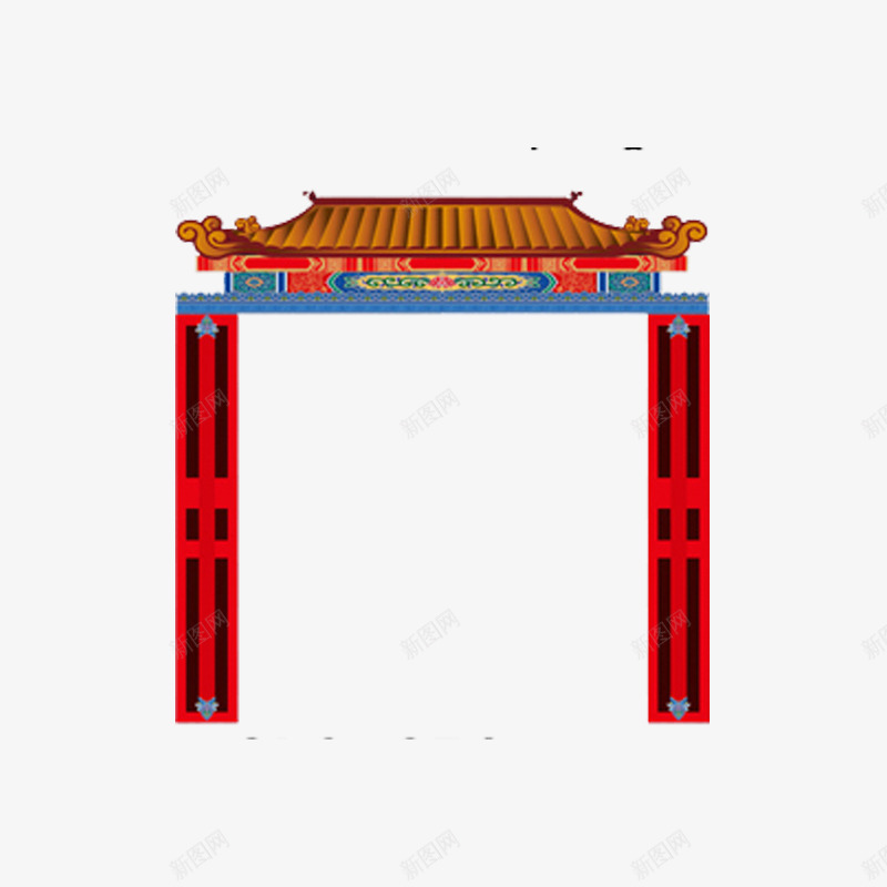 红色建筑柱子牌坊png免抠素材_88icon https://88icon.com 传统 商务 图案 方形 柱子 红色 纹理 质感 飞檐