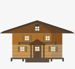 漂亮别墅木房子手绘卡通日式木屋高清图片