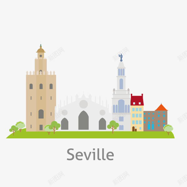手绘卡通扁平化国外城市建筑剪影png免抠素材_88icon https://88icon.com 卡通城市背景 国外城市 塞维利亚 建筑剪影 扁平化城市 扁平化楼房 楼房 楼房背景 西班牙