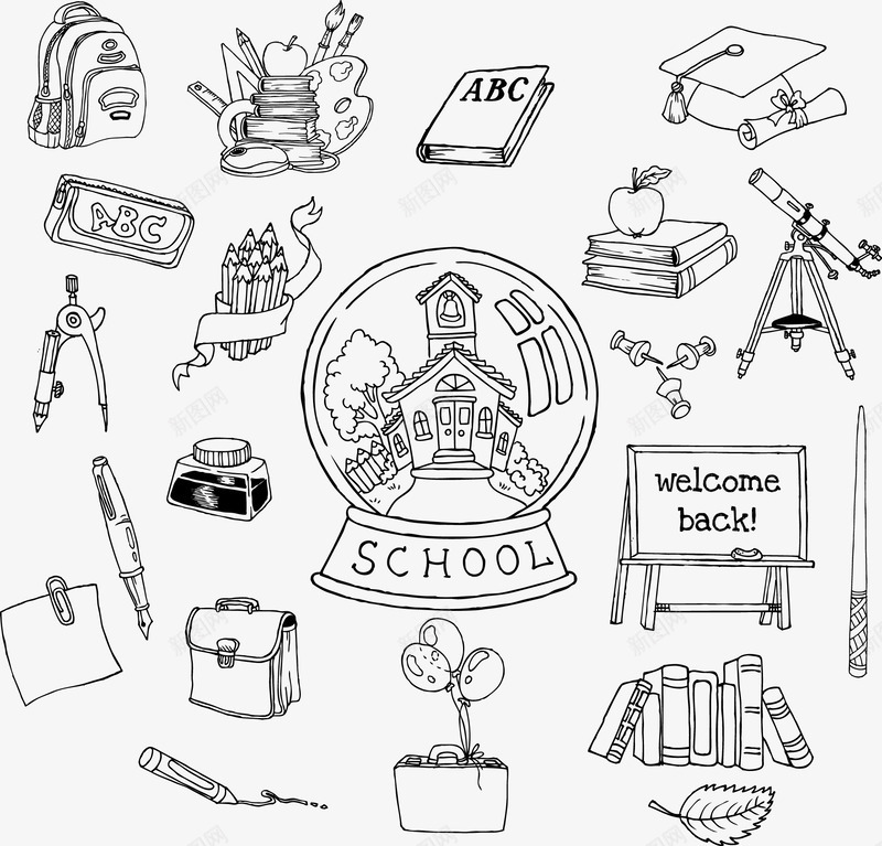 学生学习用品图形矢量图ai免抠素材_88icon https://88icon.com 图形 学生 学生学习 学生用品 矢量图形 矢量图