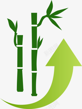 节能绿色箭头竹子图标图标