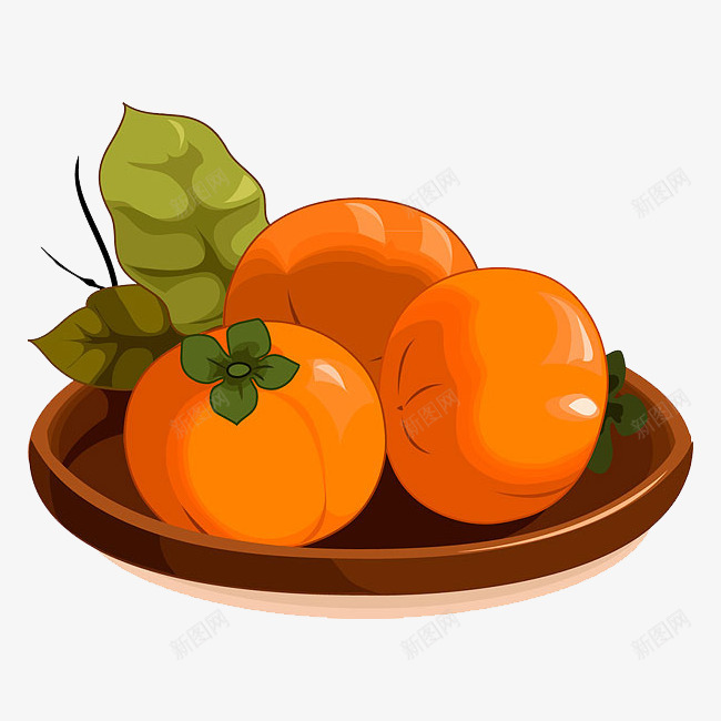盘子上的柿子png免抠素材_88icon https://88icon.com PNG图形 卡通 柿子 盘子 装饰