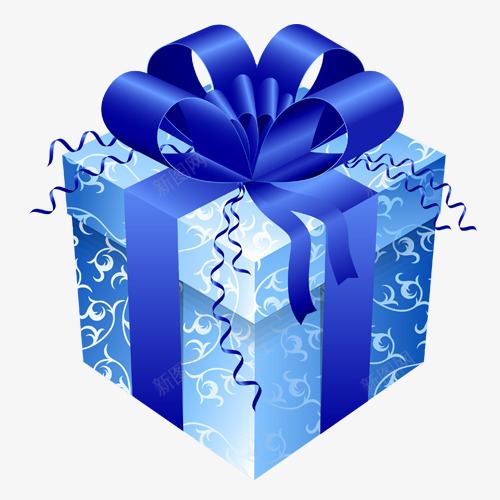 礼盒上的蓝花朵png免抠素材_88icon https://88icon.com PNG图形 PNG装饰 礼盒 花朵 蓝色 装饰
