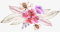 手绘水彩紫色花朵素材