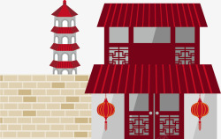 复古风格中国古建筑素材