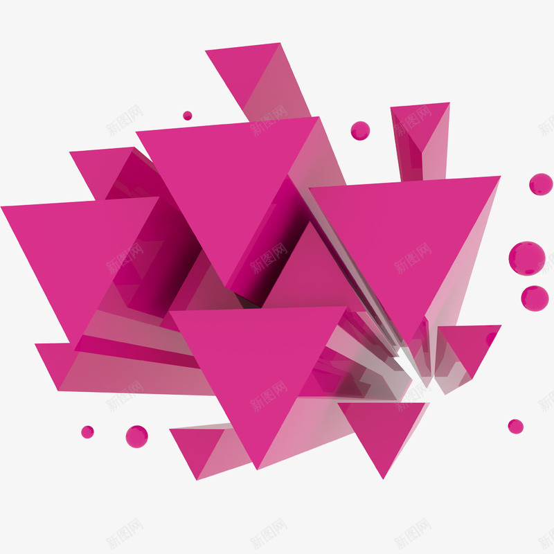粉色立体多边形png免抠素材_88icon https://88icon.com 不规则图形 多边形 立体三角形 粉色多边形