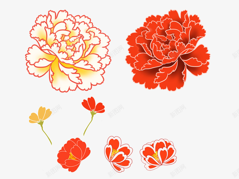 彩色牡丹花图案png免抠素材_88icon https://88icon.com 卡通花朵 日式花朵图案 植物花朵 花卉