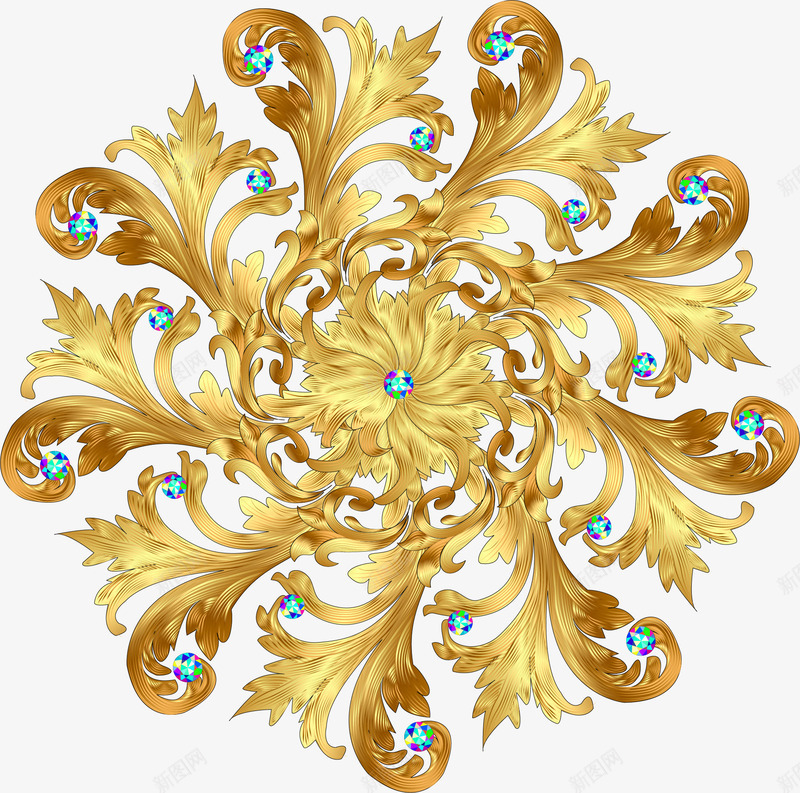 大气金色花朵矢量图ai免抠素材_88icon https://88icon.com 光晕 唯美花纹 大气花朵 奢华花朵 金色花朵 金色花纹 矢量图