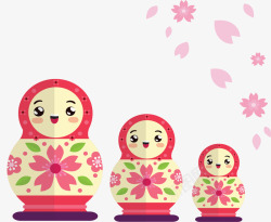 粉红色日式纪念娃娃矢量图素材