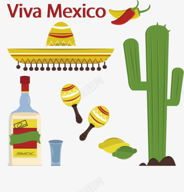 草帽墨西哥元素图标图标
