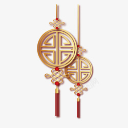 中国节装饰金色福字挂件高清图片