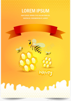 创意蜜蜂与蜂蜜海报矢量图素材